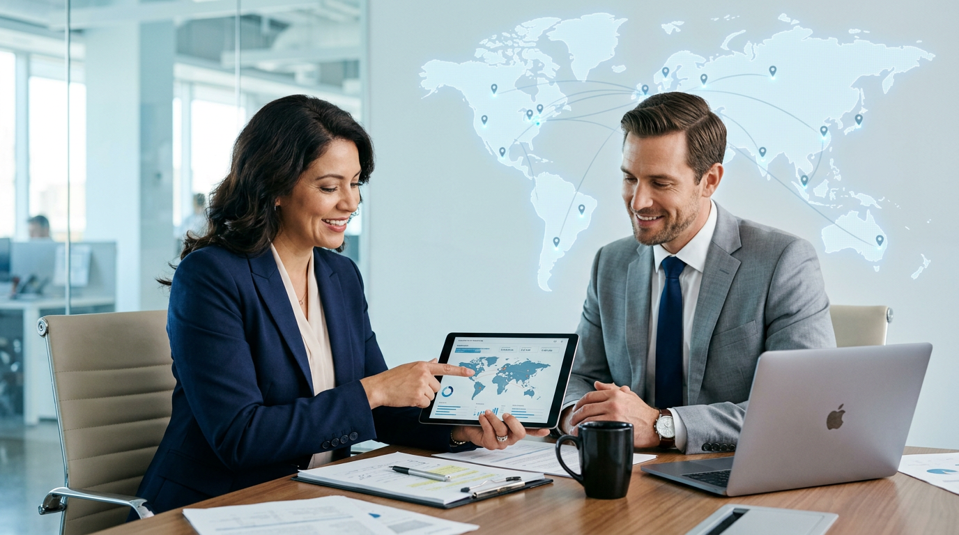 Business buyers discussing sourcing requirements in an office